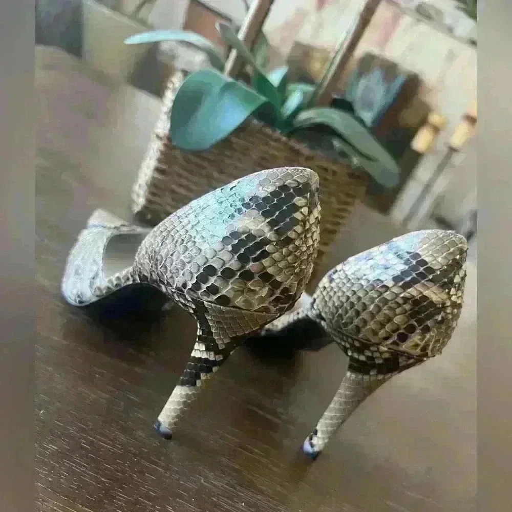 Stuart Weitzman Snakeskin Print Heels - image 3